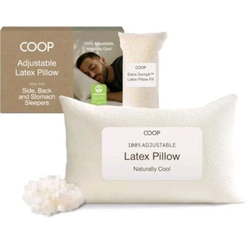 Coop Home Goods Adjustable Latex Pillow King Size Naturally Cooling Talalay NEW